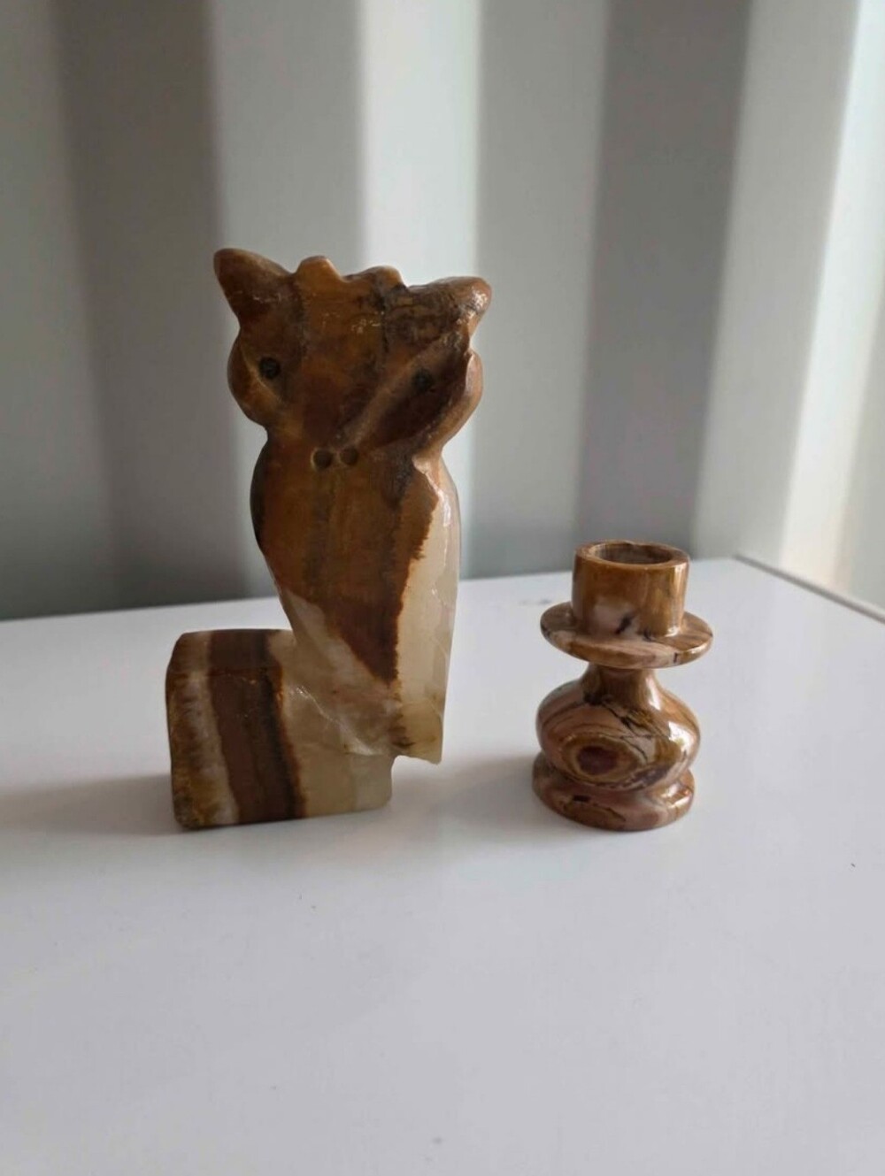 Vintage Onyx Owl, Candle Holder